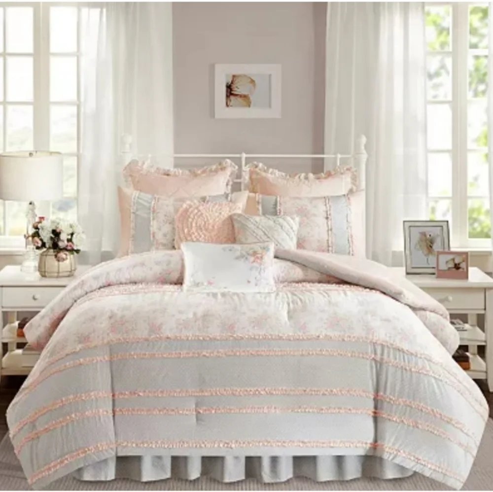 Madison Park NWT Twin XL Desiree Floral Cotton 7-pc Bedding Set